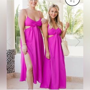 Pink Lily boutique magenta cutout dress. Size Large. EUC.